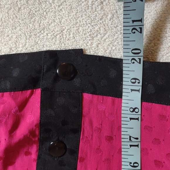 Vintage 80's Hot Pink w/Black Trim Long Sleeved Silk Button Up Blouse Size P8 - Picture 15 of 15